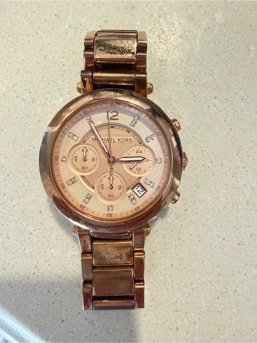 Michael Kors Women’s Rose Gold-Tone Chronograph Bracelet Watch